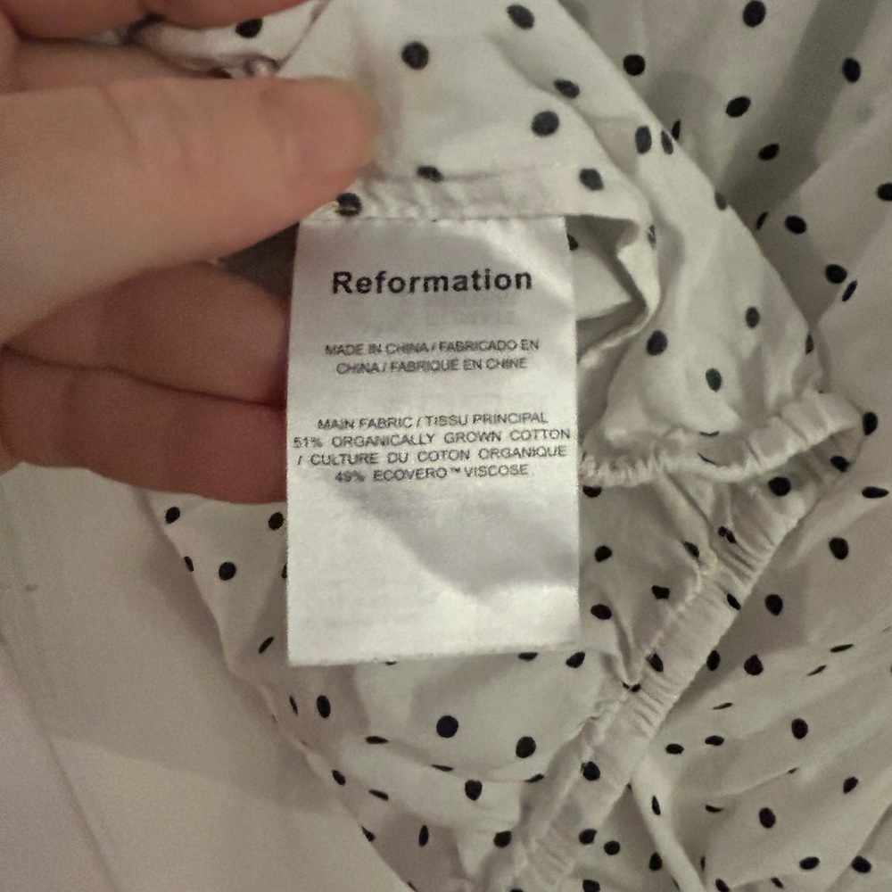 Reformation polka dot ruffle cropped Cambri top Small - Picture 6 of 11